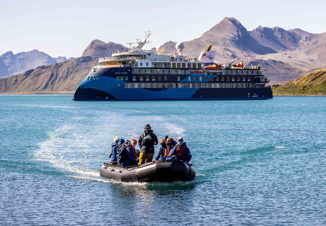 Ocean Victory Exterior South Georgia Grytviken ©Adventure Canada